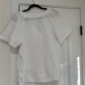 J.Crew Linen White Short Sleeve Blouse